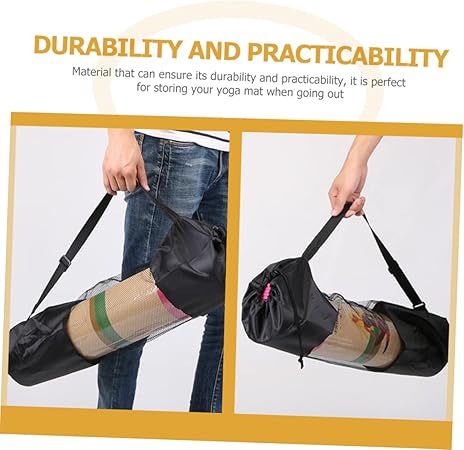 AM2941 Portable Yoga Pilates Mat Sling Bag Shoulder Carrier Mesh Center