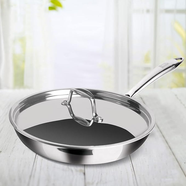 AM0976 Milton Pro Cook Triply Frypan With SS Lid 24cm Designed For Healthy Cooking