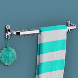 A06524 Stainless Steel Folding Towel Rack with Sliding Hooks (24 inch)