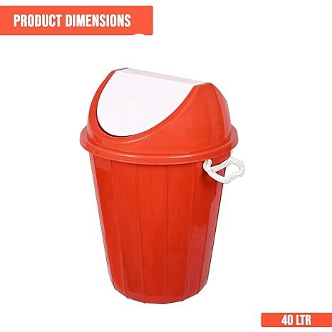 3092 Shital Vergin Swing Dustbin Large Size Lid Garbage Waste 40 Litres Strong & Durable Trash Bin with Handle Multicolour 1 Pcs