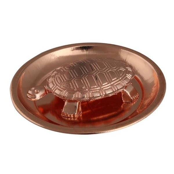 AM0724 Copper Tortoise with Plate for Vastu, Tortoise for Good Luck, Vastu 3.5"
