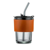 AM7459 Glass Tumbler with Glass Straw and Lid