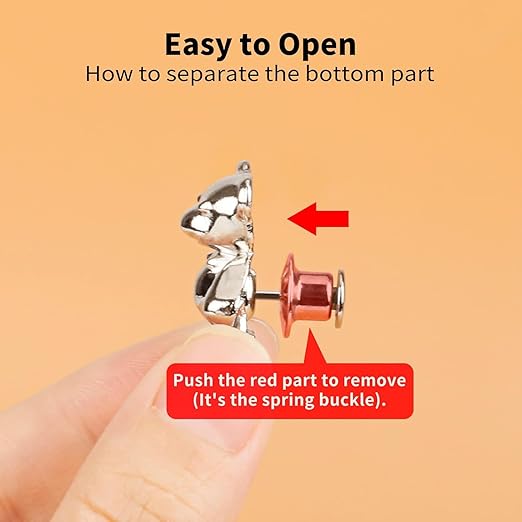 AM3230 Cute Bear Metal Jean Buttons Pins Waist Tightener Clips for Loose Jeans, No-Sew Adjustable Waistband Buckle for Pants, Detachable Bear Design for Women and Skirts Set of 2