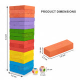 A07142 Wudly Wooden Color Block Stacking Tower Game with Dice for Kids and Family