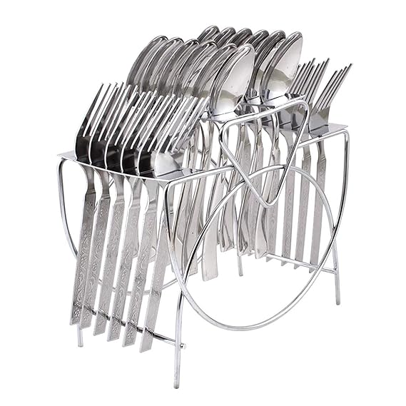 AM2338 Lion Stainless Steel Fraganance Cutlery Stand Spoon Stand Cutlery Rack Fork Spoon 24 Pcs