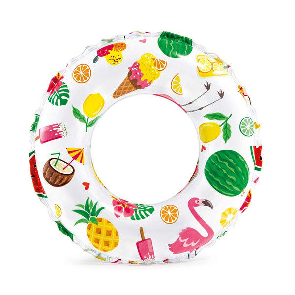 AM0388 24 inch Lively Print Swim Rings for Kids 6 and Above Years. Fun Swimming Pool Float for Kids