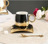 AM2557 Yamasin Ceramic  (Gold, Black, Cup and Saucer Set) YCS1866