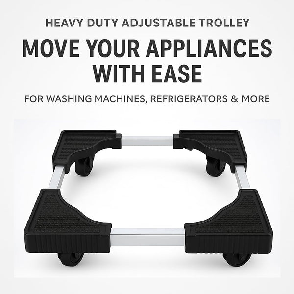 AM7266 Heavy-Duty Adjustable Washing Machine & Refrigerator Stand with Rotatable Wheels