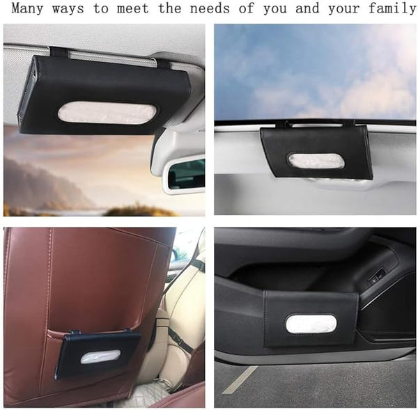 AM3410 Premium Leather Sun Visor Mount Tissue Holder With Tissue