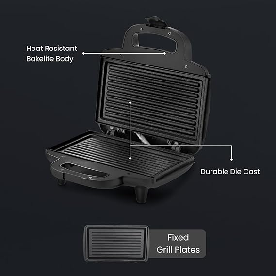 AM2275 Prestige PGMFB 800Watt Grill Sandwich Toaster with Fixed Grill Plates