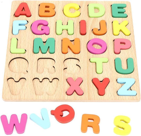 A07136 Wooden Alphabet ABC Letter Matching Puzzle Board for Kids