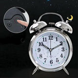 3068 Analog Twin Bell Alarm Clock (Silver) High Volume Bedside Luminous Alarm for Bedroom/Office