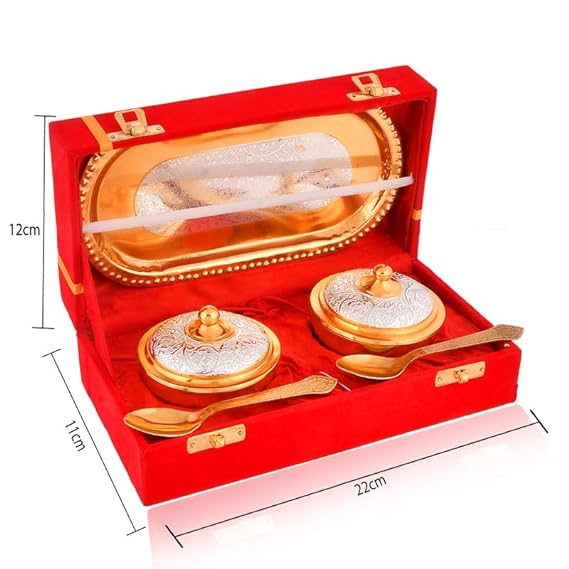 AM0733 Silver and Gold Plated Brass Mouthfreshner Set 5 Pcs