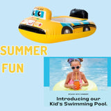 AM3976 Vehicle Fire Engine Shape Sit Pool Float Tube Boat Beach Water Swimming Pool Tube Inflatable Kiddie Swim Water Ring Swimming Tube Ring for Kids (School Bus)