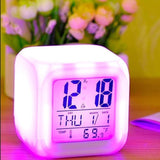 3166 7 Colour Changing LED Digital Alarm Clock Table Watch with Date Time Temperature for Office Bedroom Multicolor -Plastic