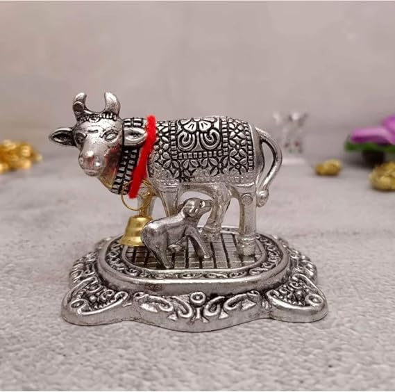 AM0737 Cow with Calf Silver Plated