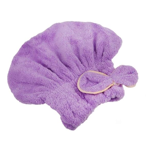 AM2872 Hair Bow Cap Microfiber Hair Towel Cap Fast Coral Velvet Hair Drying Towel Multicolour Pack Of 1