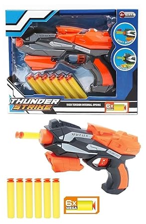 AM2922 Thunder Strike Bullet Space Gun Large Soft Foam Blaster with Long Range Pull Back Buckle Board Machine Multicolour