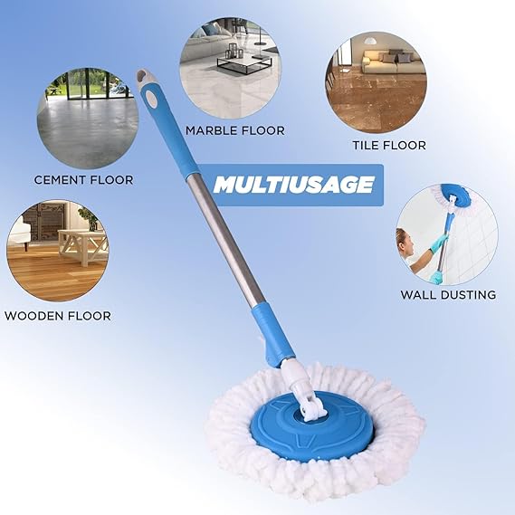 AM2532 Spin Mop Stick for Floor Cleaning 360 Degree Spin Mop Stick Rod with 1 Microfiber Refill Muliticolour