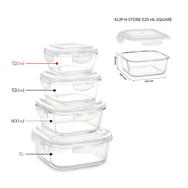 AM3700 Borosil Square 320ml Glass Storage Container For Kitchen