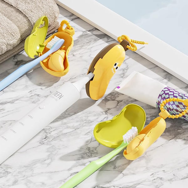A07175 Cute Banana Toothbrush Case Cover with Hanging Strap