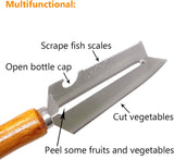 AM3714 Multifunctional SS Wooden Handle Knife Fruits Peeler With Opener 1 Pcs