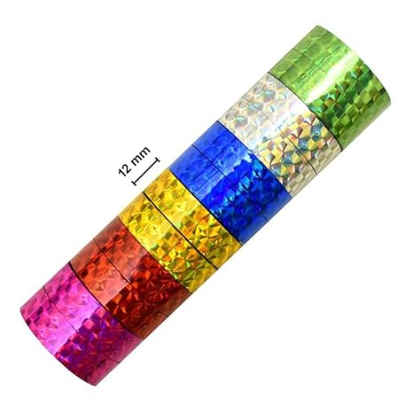 AM2754 Glitter Tape Art & Craft Tape Colourful Decorative Glitter Adhesive Tape Rolls Gift Wrapping Pack of 12