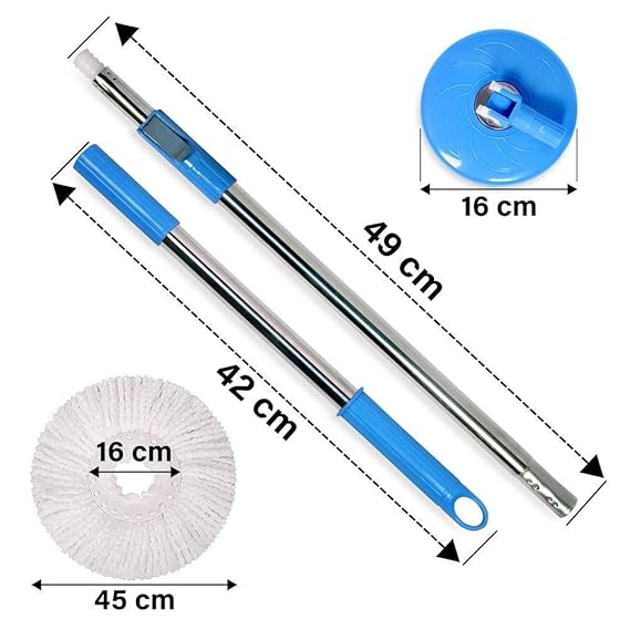 AM2532 Spin Mop Stick for Floor Cleaning 360 Degree Spin Mop Stick Rod with 1 Microfiber Refill Muliticolour