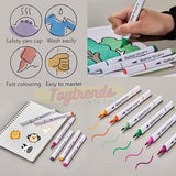 AM2443 Marker Pen Single Head Triangle Delicate Fine Lines Bright Colour HMC-9001 24Pcs Multicolour