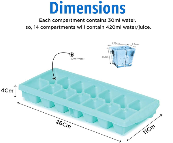 AM2824 Ice Tray, Ice Cube Tray for Freezer, 14 Cube (Pack of 2)