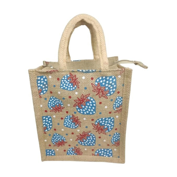 AM0636 Printed Eco-Friendly Jute Bag with Zip Closure 13.5x12