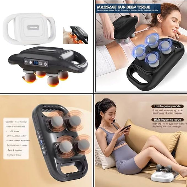 13628 Handheld Full Body Massager 4-Head Massage Gun (1 Pc / Mix Color)