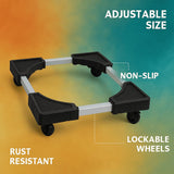 AM7266 Heavy-Duty Adjustable Washing Machine & Refrigerator Stand with Rotatable Wheels