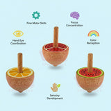 A07155 Wooden Spinning Top Toy for Kids