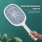 3376 2-in-1-Mosquito Racket  Rechargeable Battery Handheld Fly Swatter-(Including Stand)