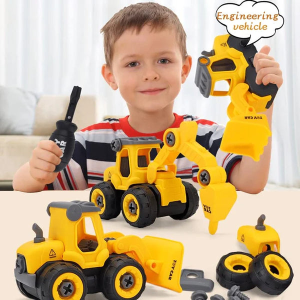 AM2924 Truck Set MD-5508B Construction Vehicle Toy Set with Screwdriver Excavator Truck Pack Of 4