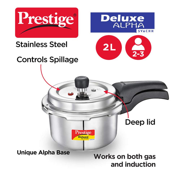 AM2239 Prestige Svachh Deluxe Alpha 2.0 Litre Stainless Steel Outer Lid Pressure Cookers