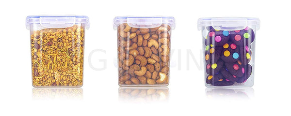 AM2264 Lock & Seal Ultra Storage Container Square Shape ( 500ml, 1000ml, 1500ml ) 3 Pcs Set