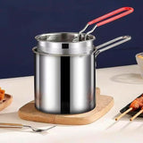 12026 Small Deep Frying Pot With Strainer Basket (2 Pc Set)