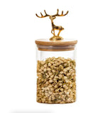 AM3754 Glass 1100ml container glass Jar With Deer top Bamboo Lid 1 Pcs(SMBJ204L1)