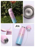 3803 Stainless Steel Insulated Cute Water Bottle Straw Flip Open 500ml