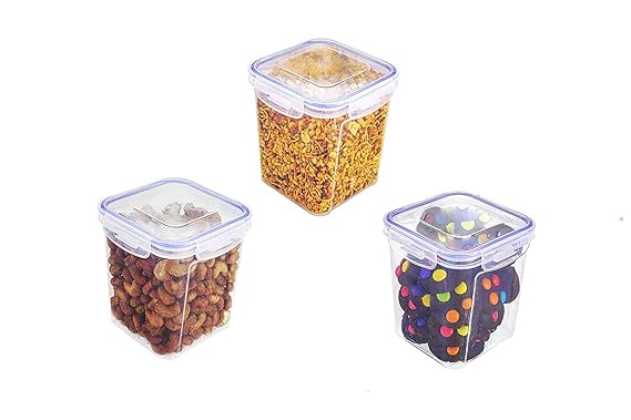 AM2264 Lock & Seal Ultra Storage Container Square Shape ( 500ml, 1000ml, 1500ml ) 3 Pcs Set