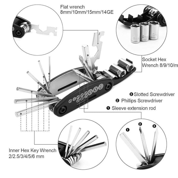 AM3541 16 in 1 Multi-Functional Bike Bicycle Repair Tool Kit