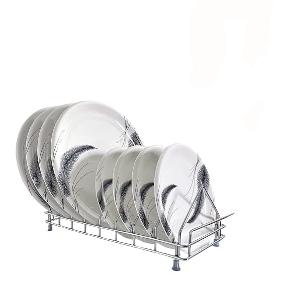 AM3522 SS Plate Stand With Handle No.6 Kitchen Rack Organizer for Home