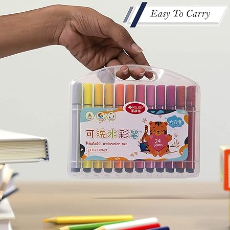 AM2448 Washable Water Color Pen Coloring Drawing Card Making Sketch Pen Set HMC-6388 24Pcs Multicolours