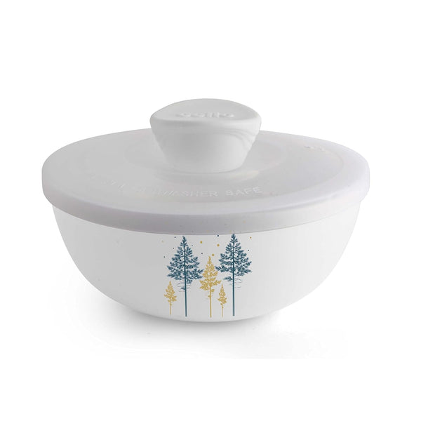 AM0639 CELLO Opalware Mixing Bowl Set with Premium Lid, Green Orchard | Microwave and Dishwasher Safe | Scratch Resistant & Light-Weight | 2 Units