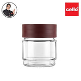 AM0654 CELLO Modustack Glassy Storage Jar | Glass Jar with Lid | Air Tight Steel Lid and Stackable | For Storage of Food, Pulses, Spice, Cereals, Cookies, Dry Food | 500ml, Maroon