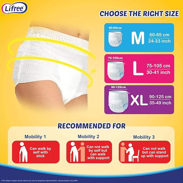 AM2322 Lifree Extra Absorb Pants Adult Diaper Pant XL 2 Pants for Waist Size 35-49 inches