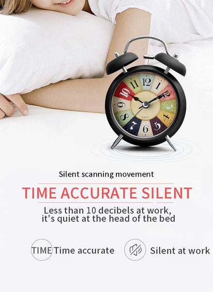 AM5154 Table Clock Retro Twin Bell Metal Frame Alarm Clock with Night Backlight