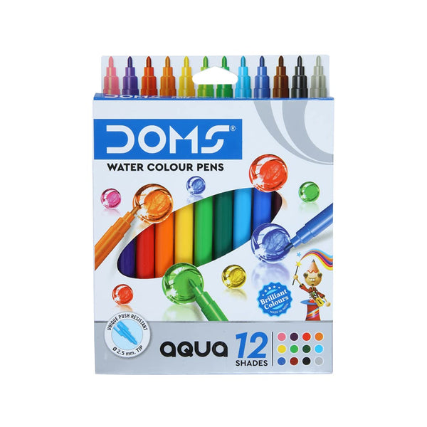 AM0491 Doms Aqua Non-Toxic Watercolour Sketch Pen Set in Display Pack (12 Assorted Shades)